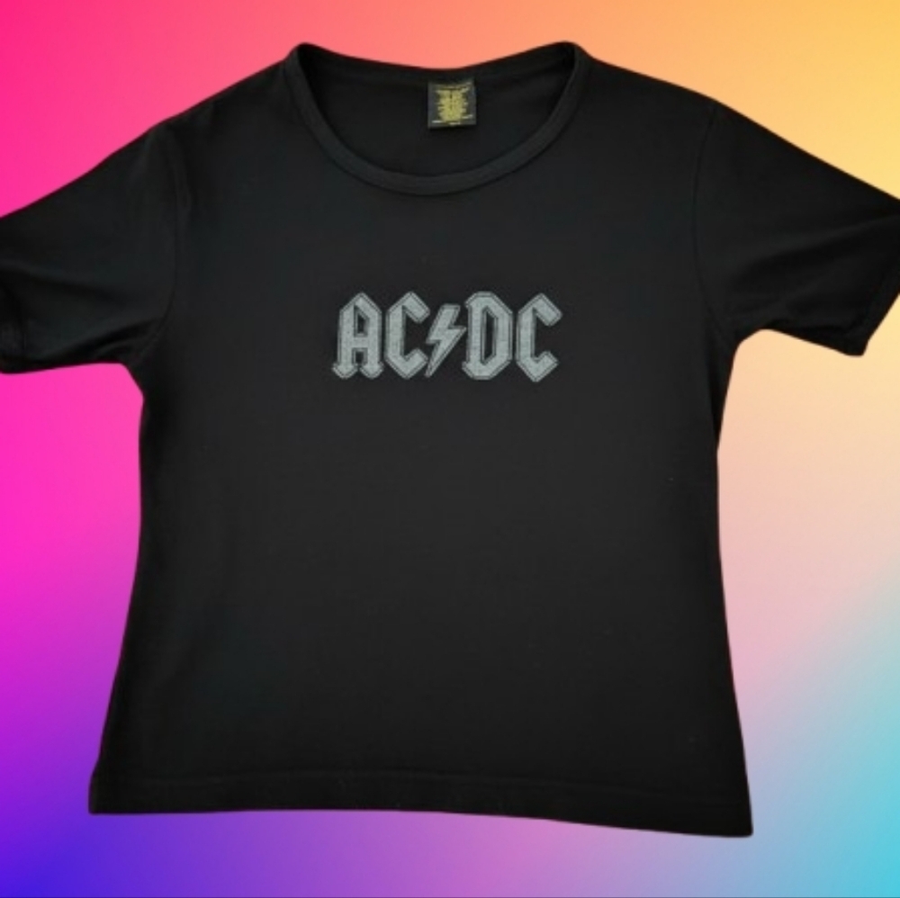 📣 Vintage Y2K 2001 AC⚡DC Concert Tour Tshirt  Silver Logo  Women's Size Med 🤩 - Picture 3 of 6